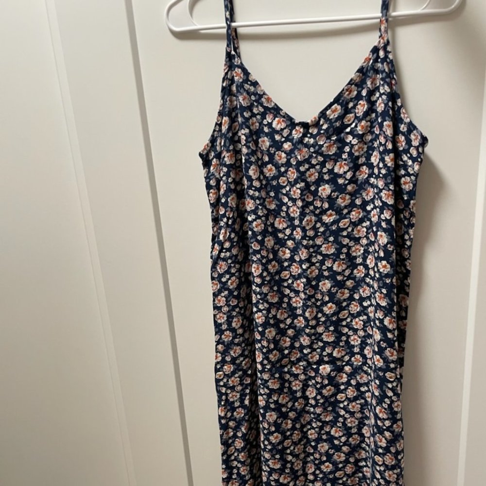 Velvet Heart blue floral tank midi dress, size S
